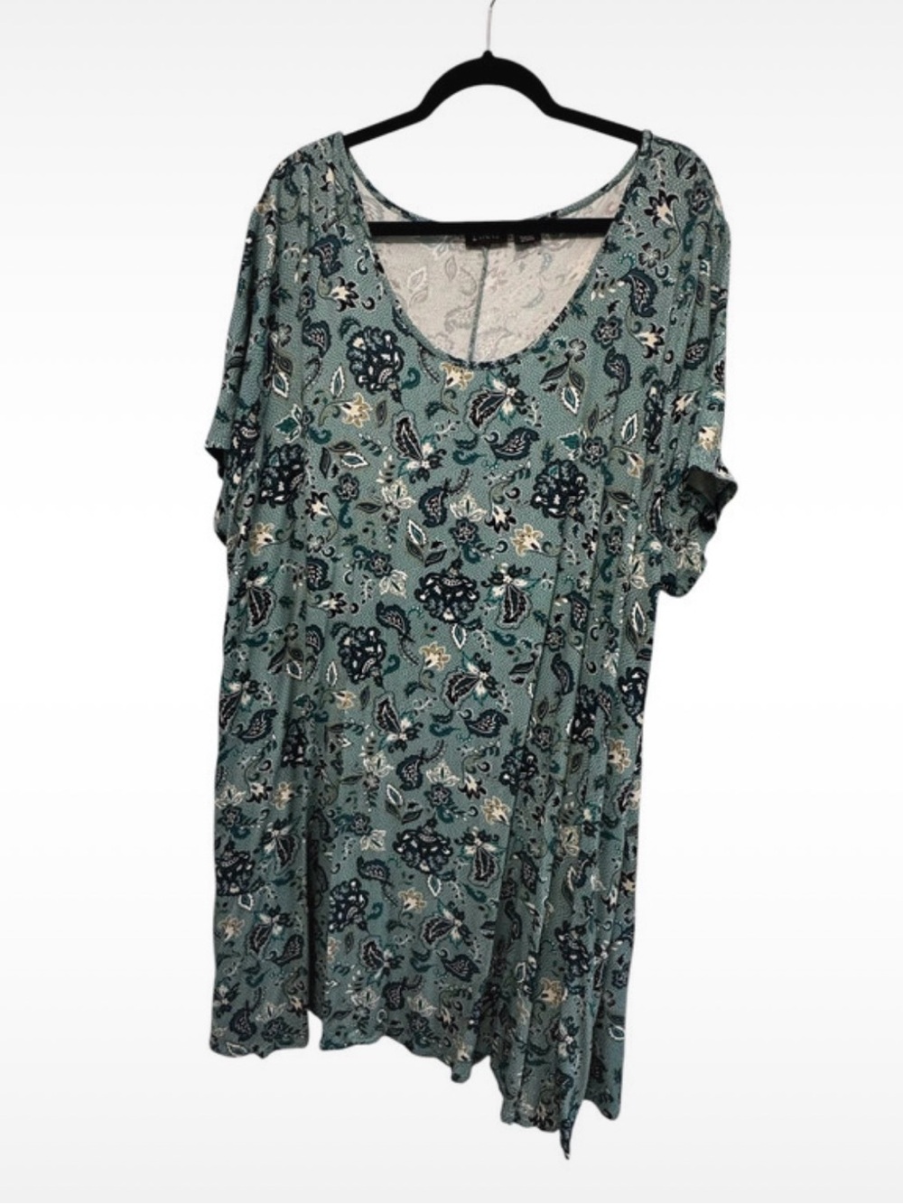 Evans Paisley-Print Scoop Neck Midi Dress in Teal-Size 26/28